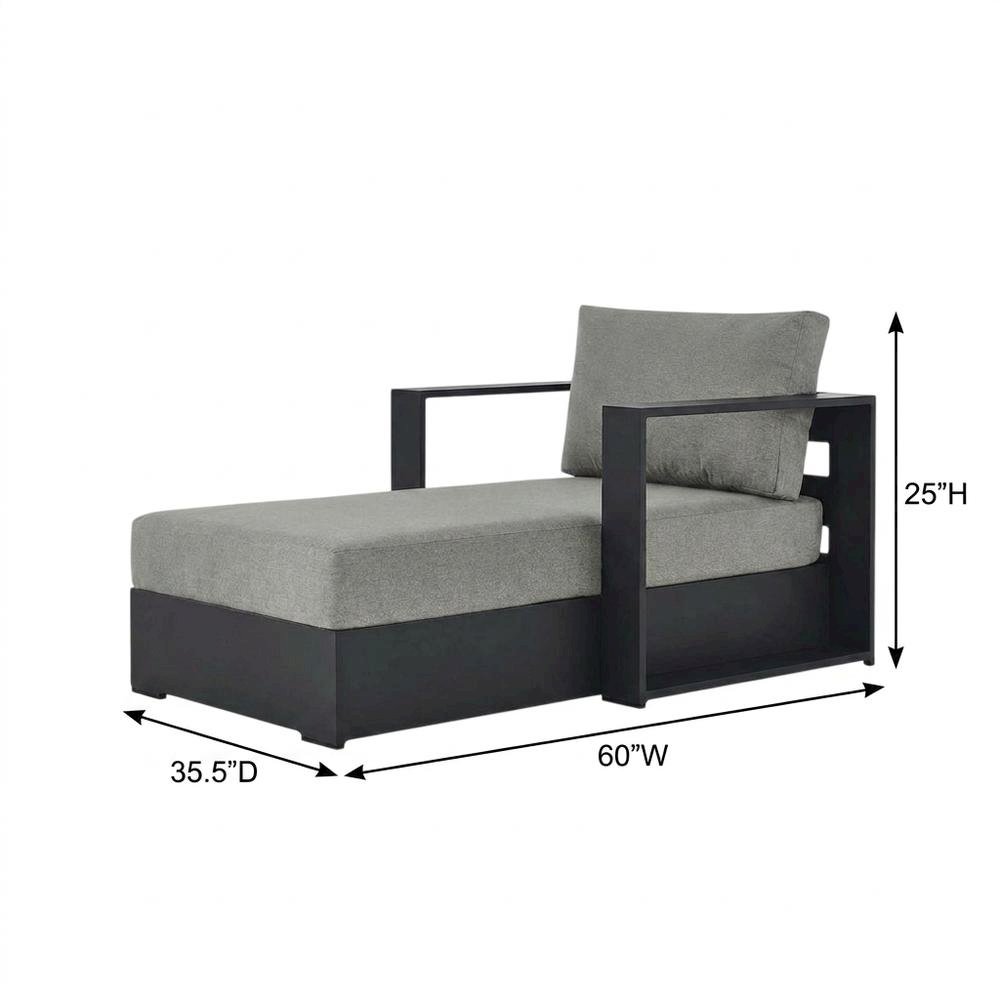 Powder-Coated Aluminum Left-Facing Modular Chaise Lounge, Gray Gray
