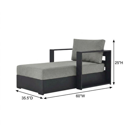 Powder-Coated Aluminum Left-Facing Modular Chaise Lounge, Gray Gray