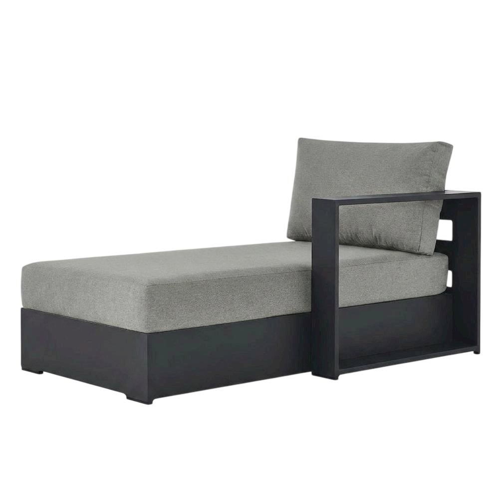 Powder-Coated Aluminum Left-Facing Modular Chaise Lounge, Gray Gray