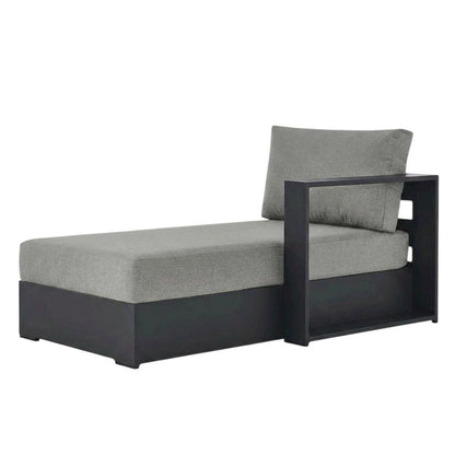 Powder-Coated Aluminum Left-Facing Modular Chaise Lounge, Gray Gray