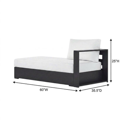 Powder-Coated Aluminum Left-Facing Modular Chaise Lounge, Gray White