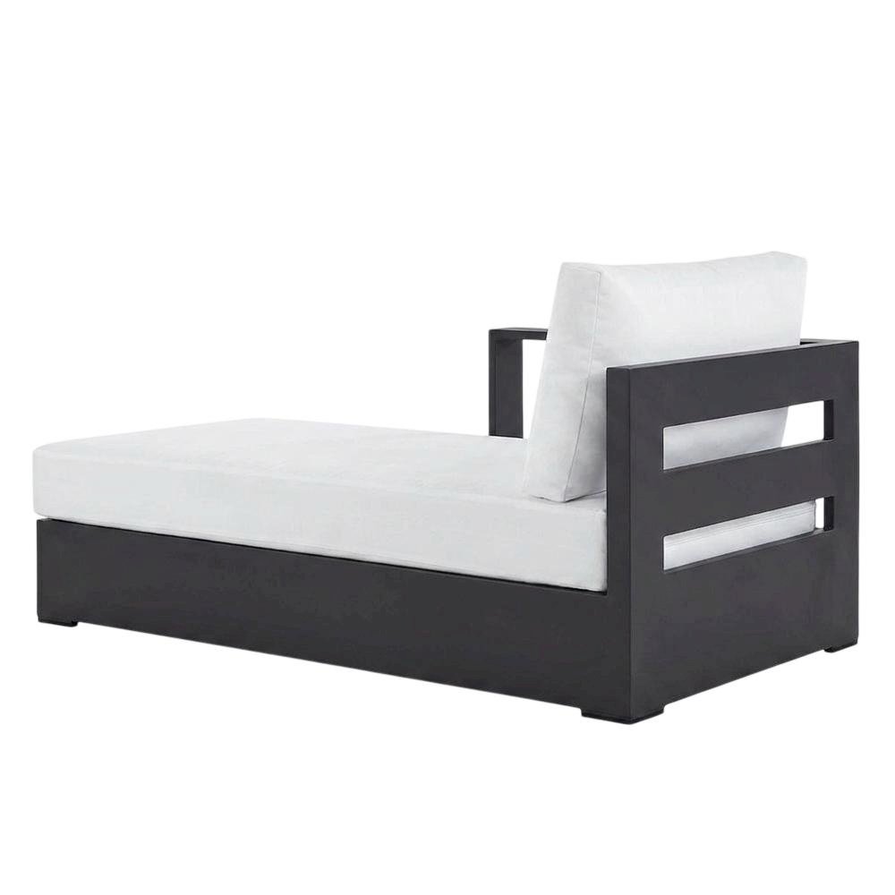 Powder-Coated Aluminum Left-Facing Modular Chaise Lounge, Gray White