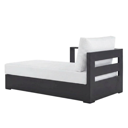 Powder-Coated Aluminum Left-Facing Modular Chaise Lounge, Gray White