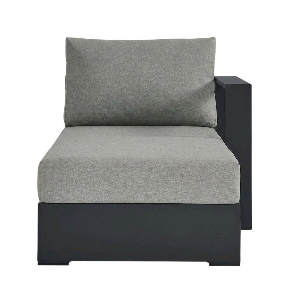 Powder-Coated Aluminum Modular Right-Facing Outdoor Chaise Lounge Chair, Gray