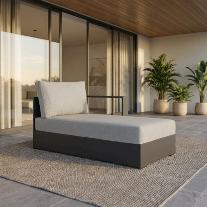 Powder-Coated Aluminum Modular Right-Facing Outdoor Chaise Lounge Chair, Gray