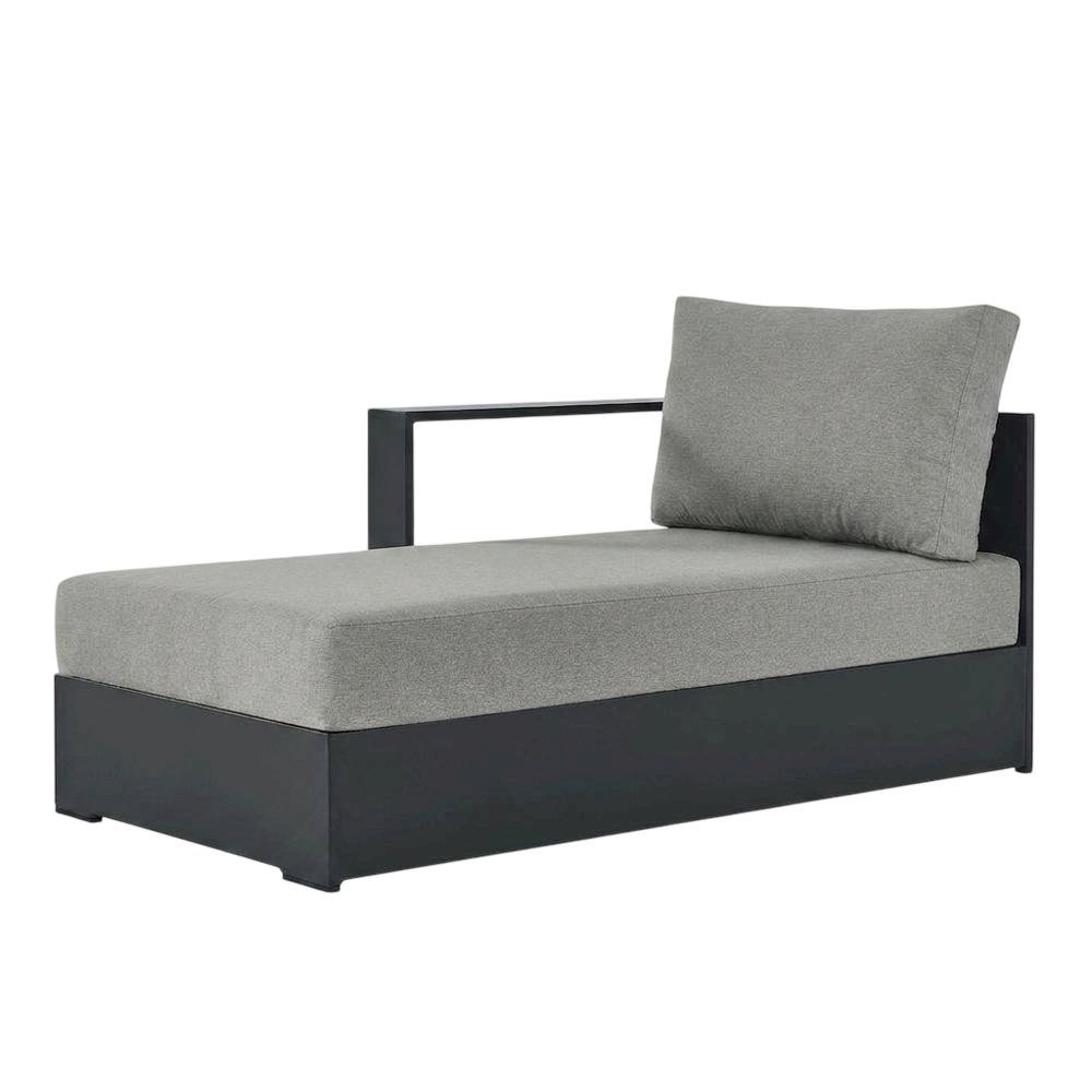 Powder-Coated Aluminum Modular Right-Facing Outdoor Chaise Lounge Chair, Gray
