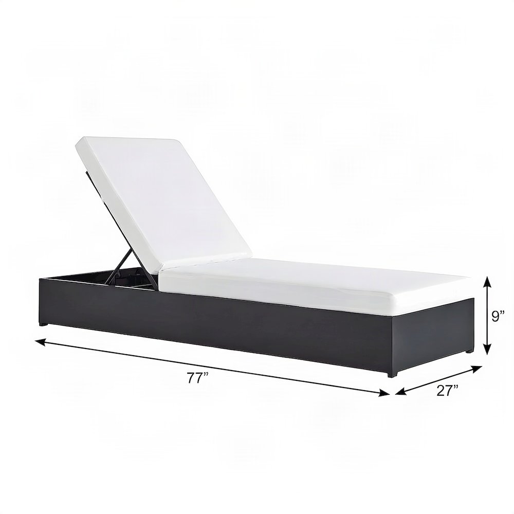 Powder-Coated Aluminum Chaise Lounge Chair for Pool and Patio, Gray White