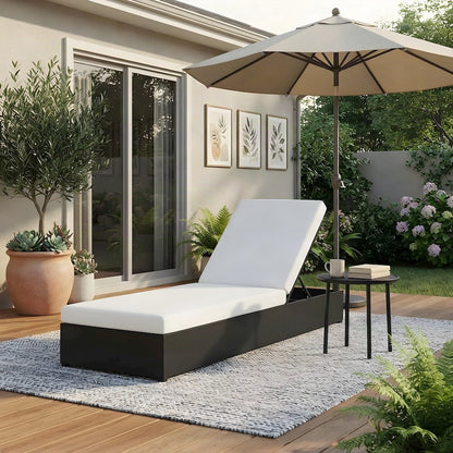 Powder-Coated Aluminum Chaise Lounge Chair for Pool and Patio, Gray White