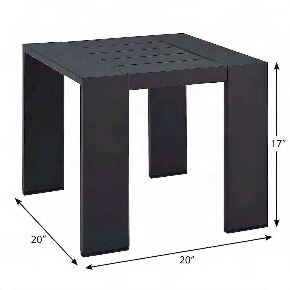 Powder-Coated Aluminum Small Outdoor Side Table for Patio or Poolside, Gray