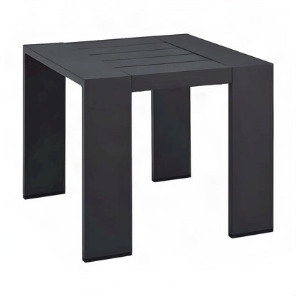 Powder-Coated Aluminum Small Outdoor Side Table for Patio or Poolside, Gray