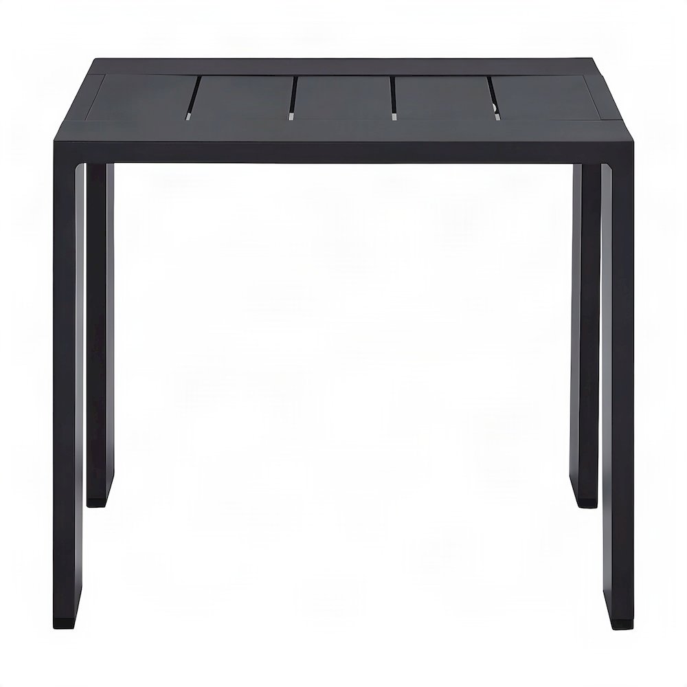 Powder-Coated Aluminum Small Outdoor Side Table for Patio or Poolside, Gray