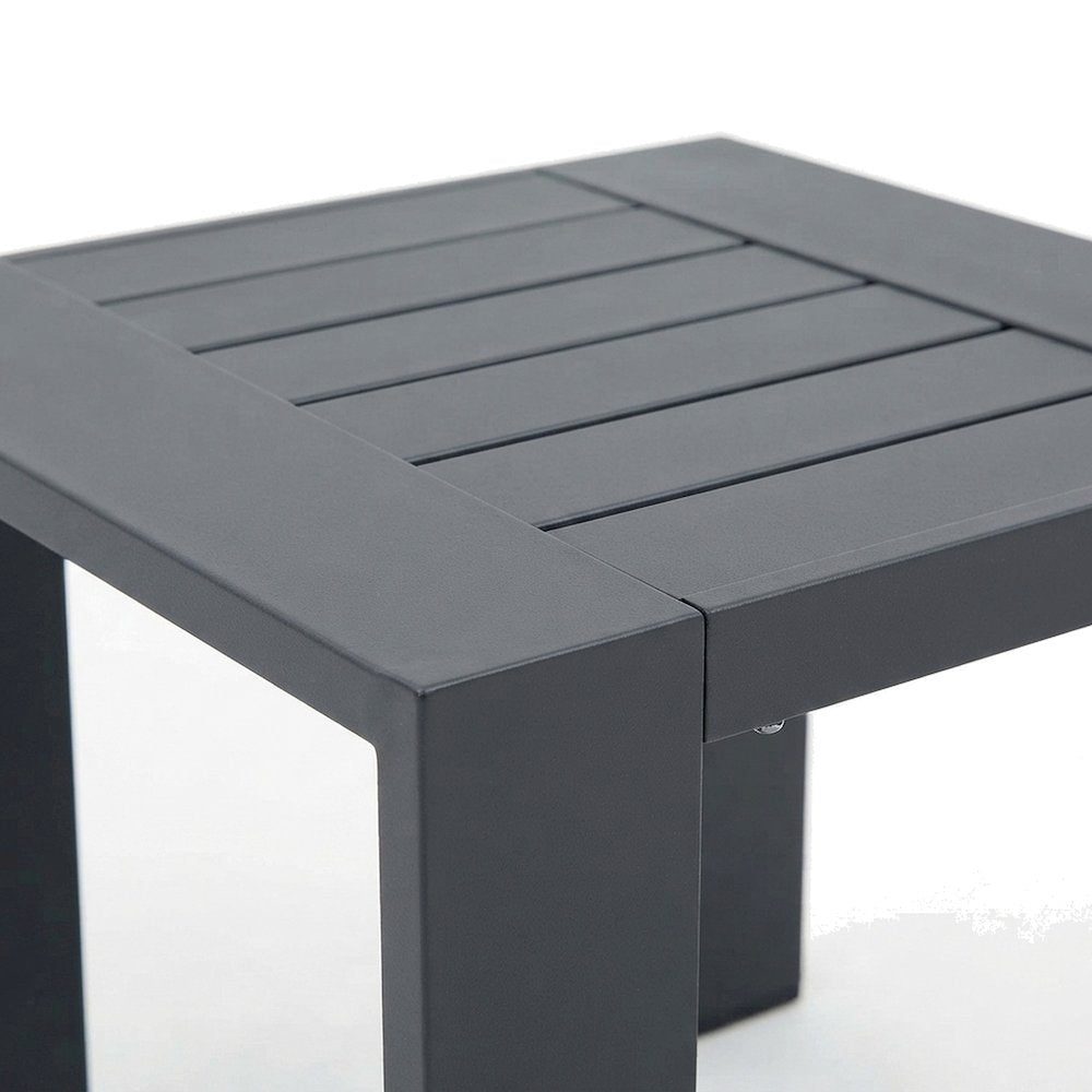 Powder-Coated Aluminum Small Outdoor Side Table for Patio or Poolside, Gray