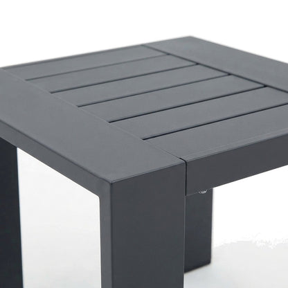 Powder-Coated Aluminum Small Outdoor Side Table for Patio or Poolside, Gray