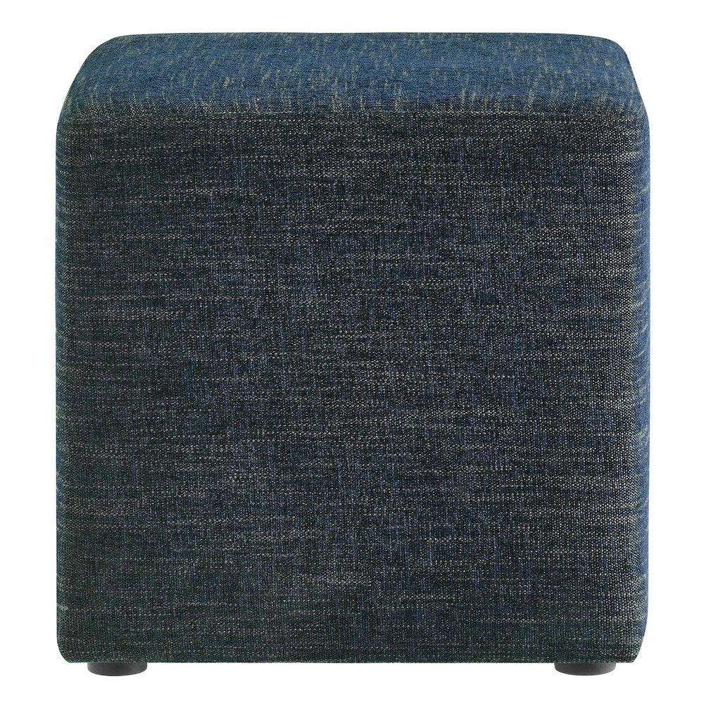 Callum 17" Square Woven Heathered Fabric Upholstered Ottoman