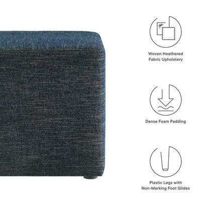 Callum 17" Square Woven Heathered Fabric Upholstered Ottoman