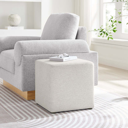 Callum 17" Square Woven Heathered Fabric Upholstered Ottoman
