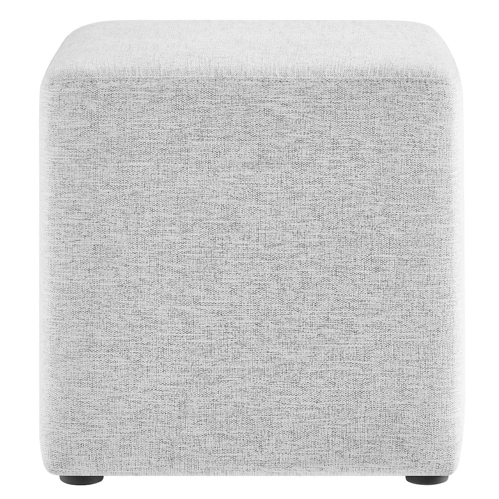 Callum 17" Square Woven Heathered Fabric Upholstered Ottoman