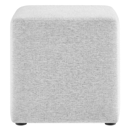 Callum 17" Square Woven Heathered Fabric Upholstered Ottoman