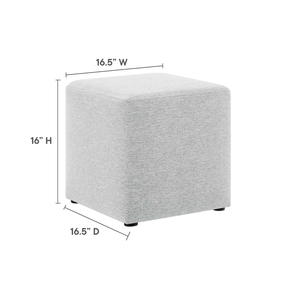Callum 17" Square Woven Heathered Fabric Upholstered Ottoman