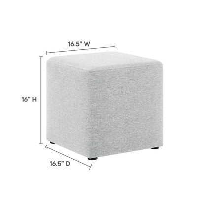 Callum 17" Square Woven Heathered Fabric Upholstered Ottoman