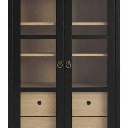 Wood Tall Arched Home Office Storage Cabinet with Doors, Black Oak