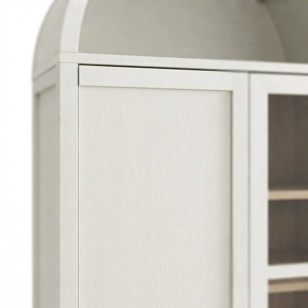 Wood Tall Arched Home Office Storage Cabinet with Doors, White Oak