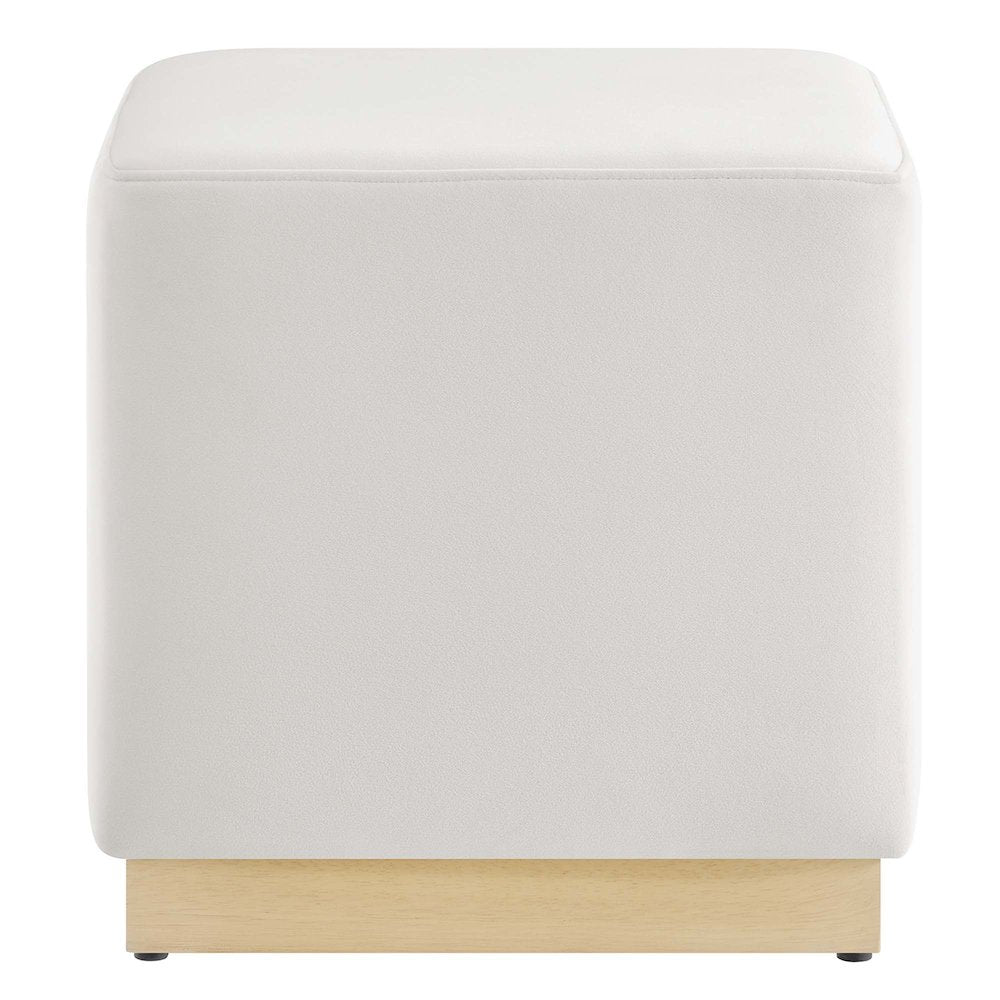 Tilden 17" Square Performance Velvet Upholstered Ottoman