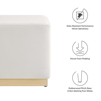 Tilden 17" Square Performance Velvet Upholstered Ottoman