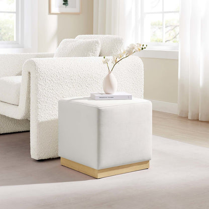 Tilden 17" Square Performance Velvet Upholstered Ottoman