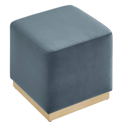 Tilden 17" Square Performance Velvet Upholstered Ottoman