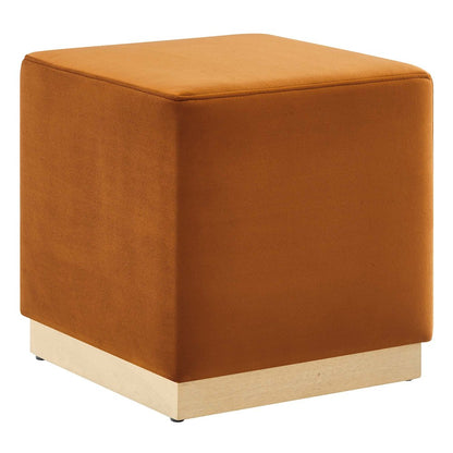 Tilden 17" Square Performance Velvet Upholstered Ottoman