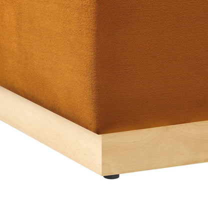 Tilden 17" Square Performance Velvet Upholstered Ottoman