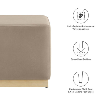 Tilden 17" Square Performance Velvet Upholstered Ottoman
