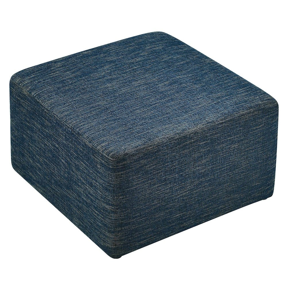 Callum Large 28" Square Woven Heathered Fabric Upholstered Ottoman