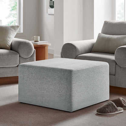 Callum Large 28" Square Woven Heathered Fabric Upholstered Ottoman