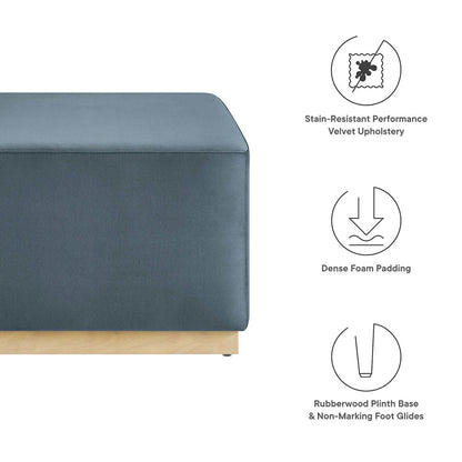 Tilden Large 28" Square Performance Velvet Upholstered Ottoman