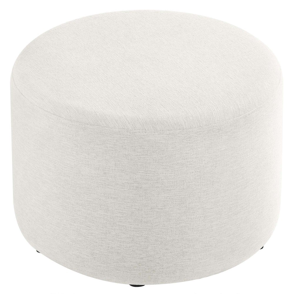 Callum Large 23" Round Woven Heathered Fabric Upholstered Ottoman