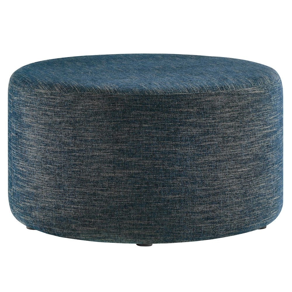 Callum Large 29" Round Woven Heathered Fabric Upholstered Ottoman