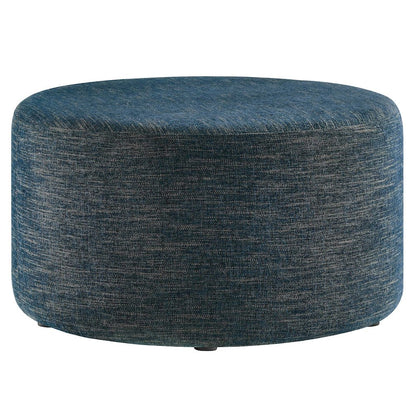 Callum Large 29" Round Woven Heathered Fabric Upholstered Ottoman