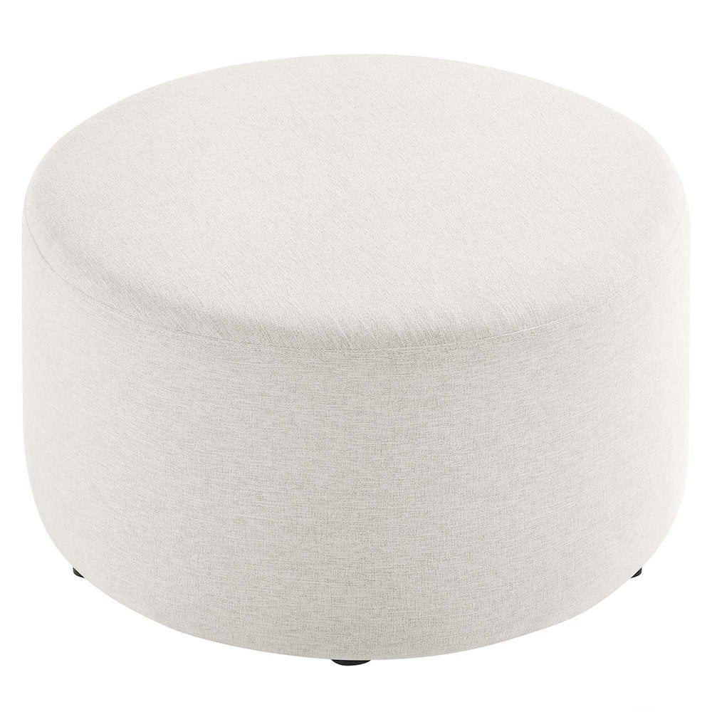 Callum Large 29" Round Woven Heathered Fabric Upholstered Ottoman
