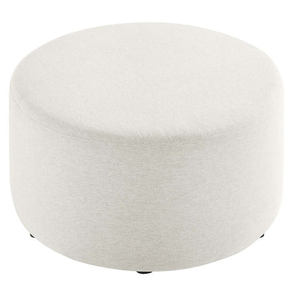 Callum Large 29" Round Woven Heathered Fabric Upholstered Ottoman