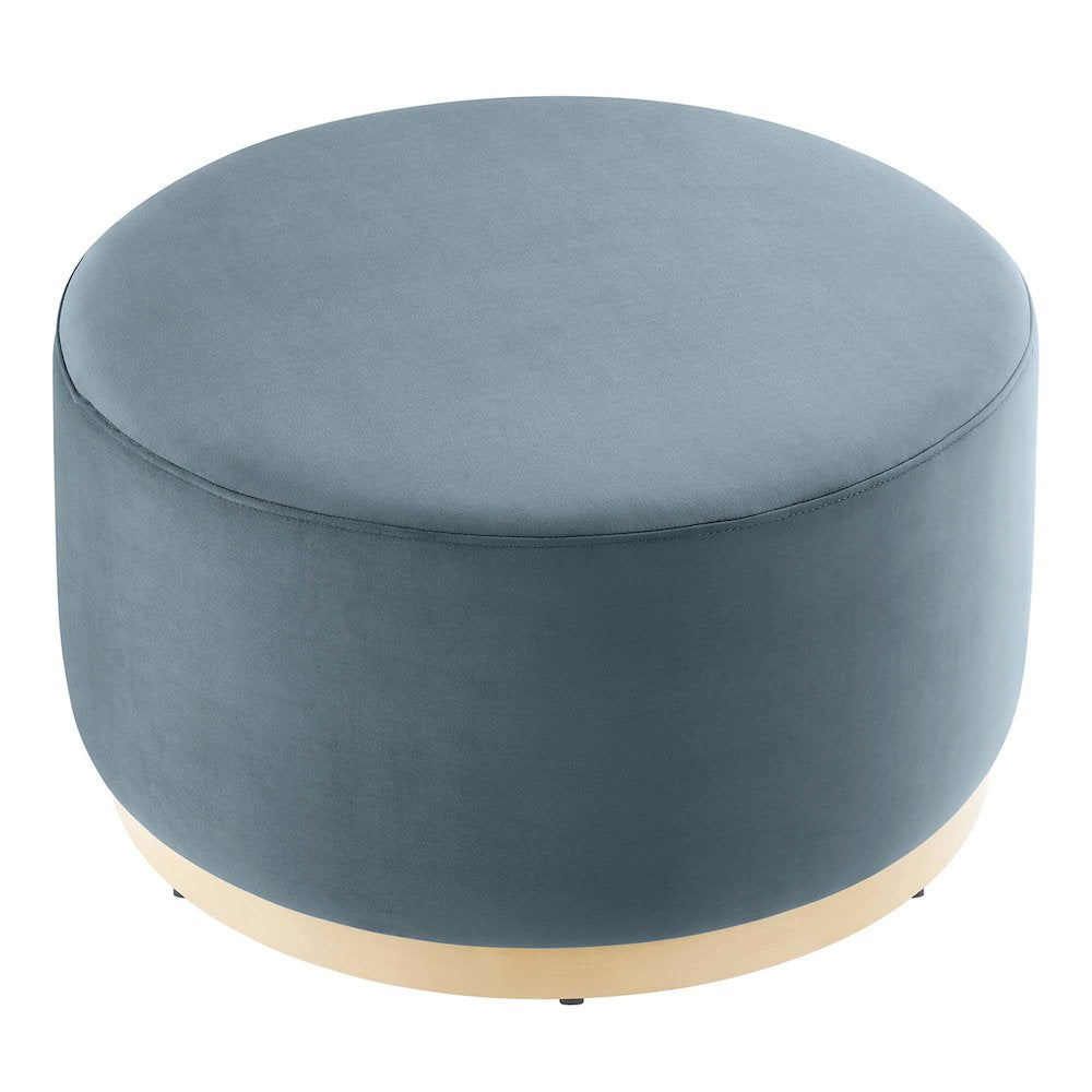 Tilden Large 29" Round Performance Velvet Upholstered Ottoman