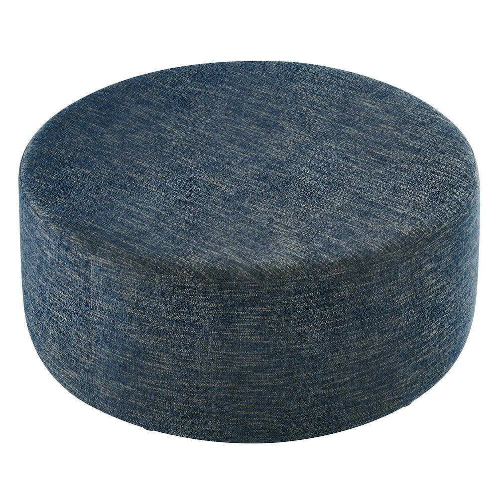 Callum Large 38" Round Woven Heathered Fabric Upholstered Ottoman