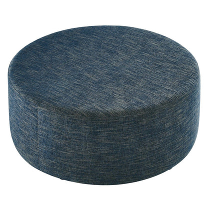 Callum Large 38" Round Woven Heathered Fabric Upholstered Ottoman