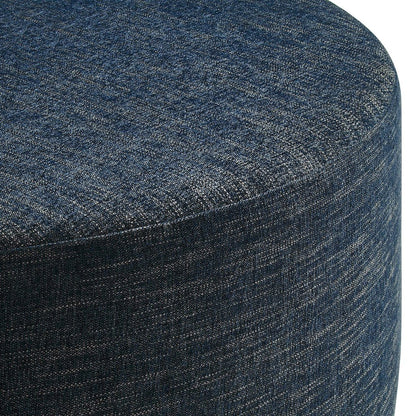 Callum Large 38" Round Woven Heathered Fabric Upholstered Ottoman