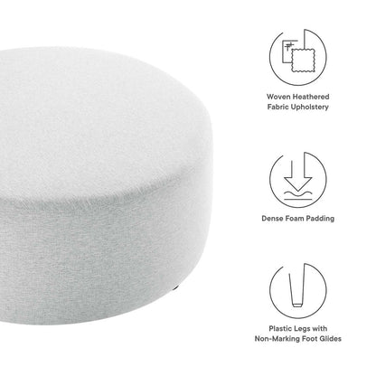 Callum Large 38" Round Woven Heathered Fabric Upholstered Ottoman