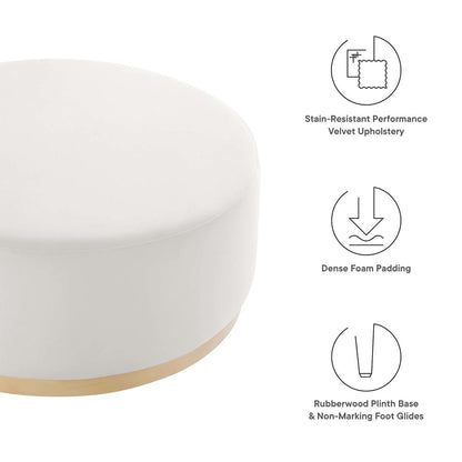 Tilden Large 38" Round Performance Velvet Upholstered Ottoman