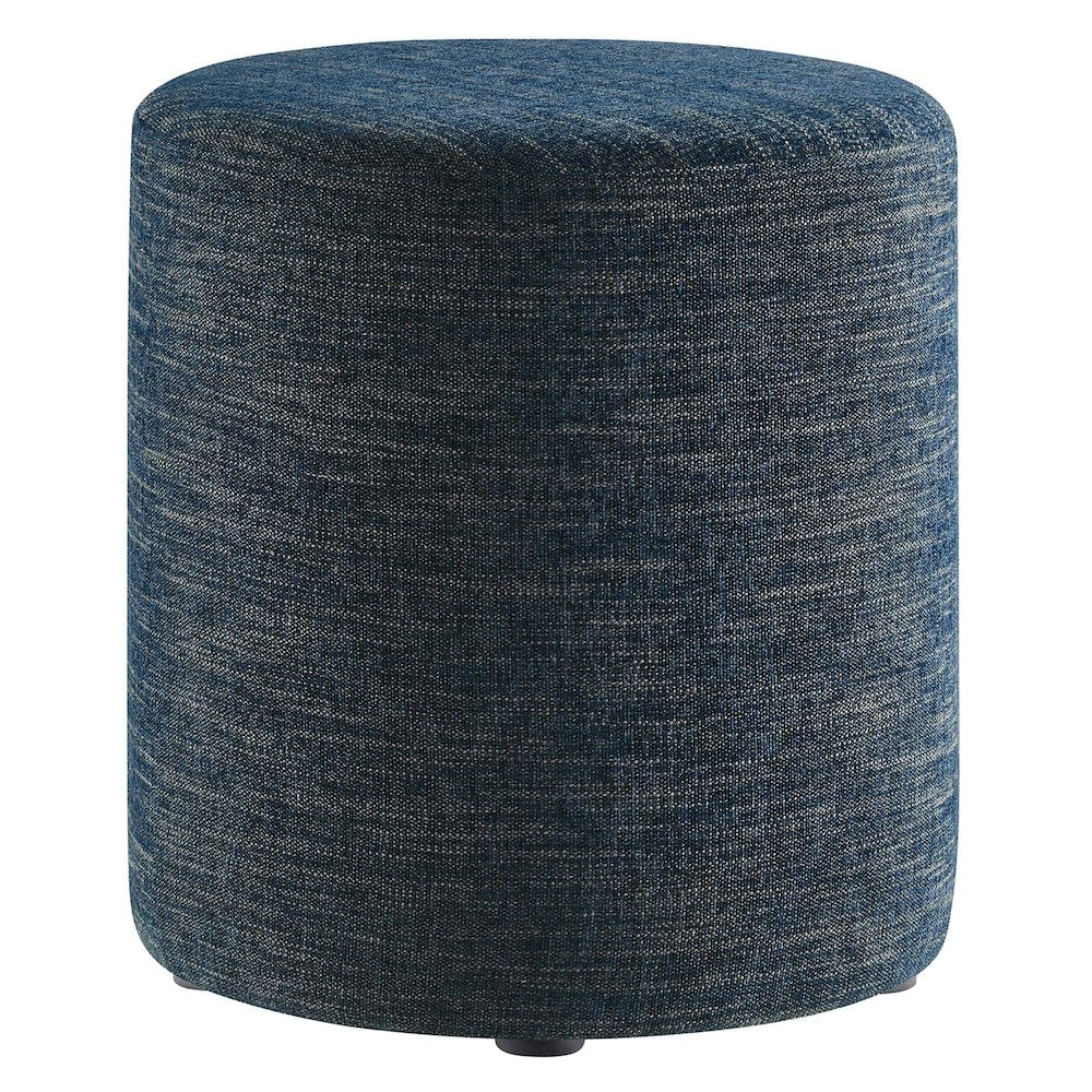 Callum 16" Round Woven Heathered Fabric Upholstered Ottoman