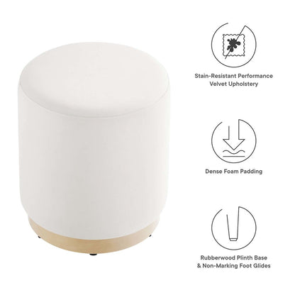 Tilden 16" Round Performance Velvet Upholstered Ottoman