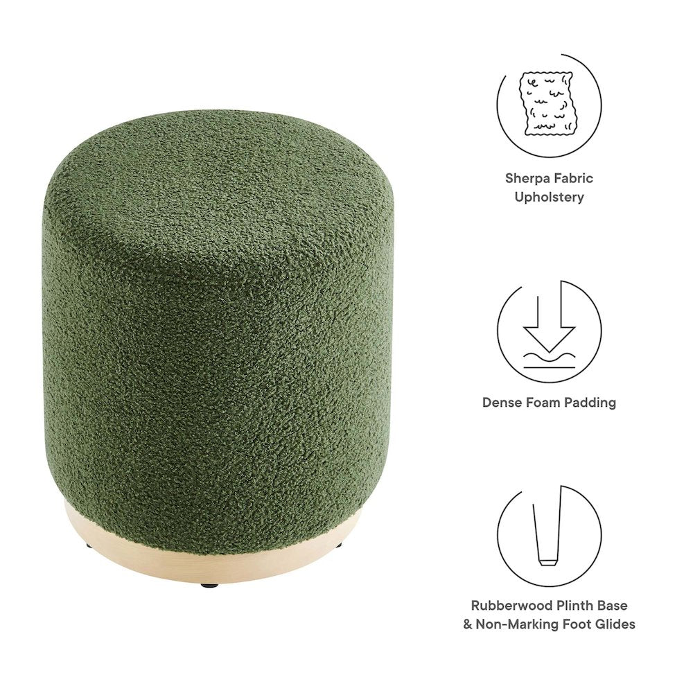 Tilden 16" Round Sherpa Upholstered Ottoman